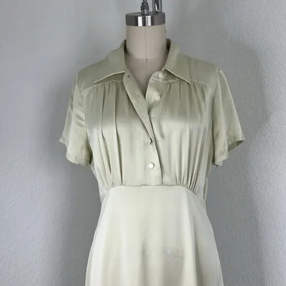J Crew X Eveliina Vintage Limited Edition Helmi Silk Button Mint Dress - Picture 6 of 15